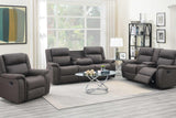 Max Brown reclining sofa in brown microfiber from front angle