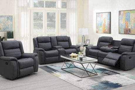 Max Grey reclining sofa set angled view