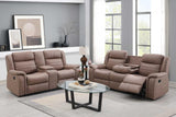 Max Tan reclining recliner angled view in tan microfiber