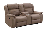 Max 3-piece reclining sofa set seating view in tan color