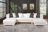 Side view of Dasha White Velvet Sectional sofa