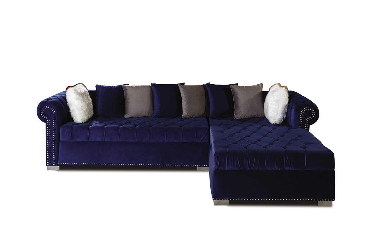 Side view of Milan Blue Sectional sectional sofa