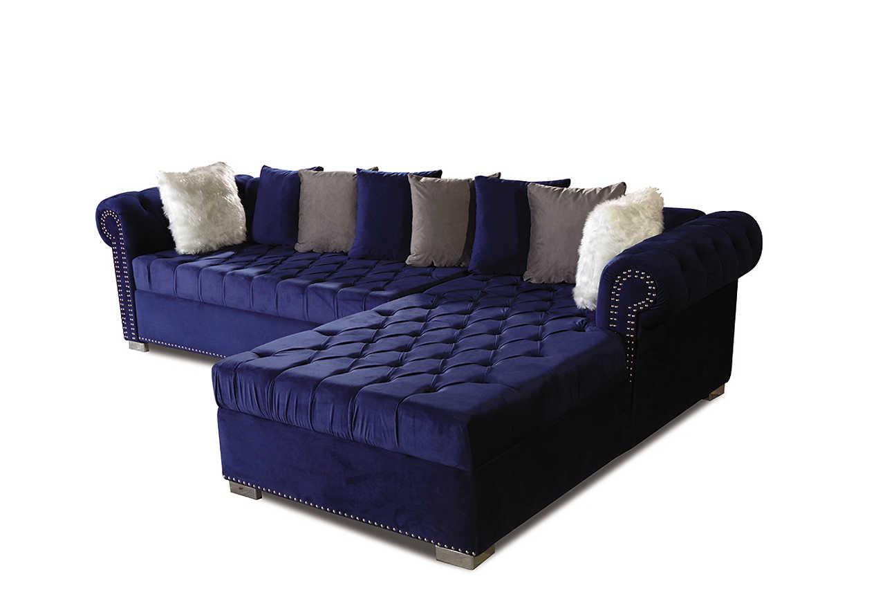 Detail view of Milan Blue Sectional sectional sofa