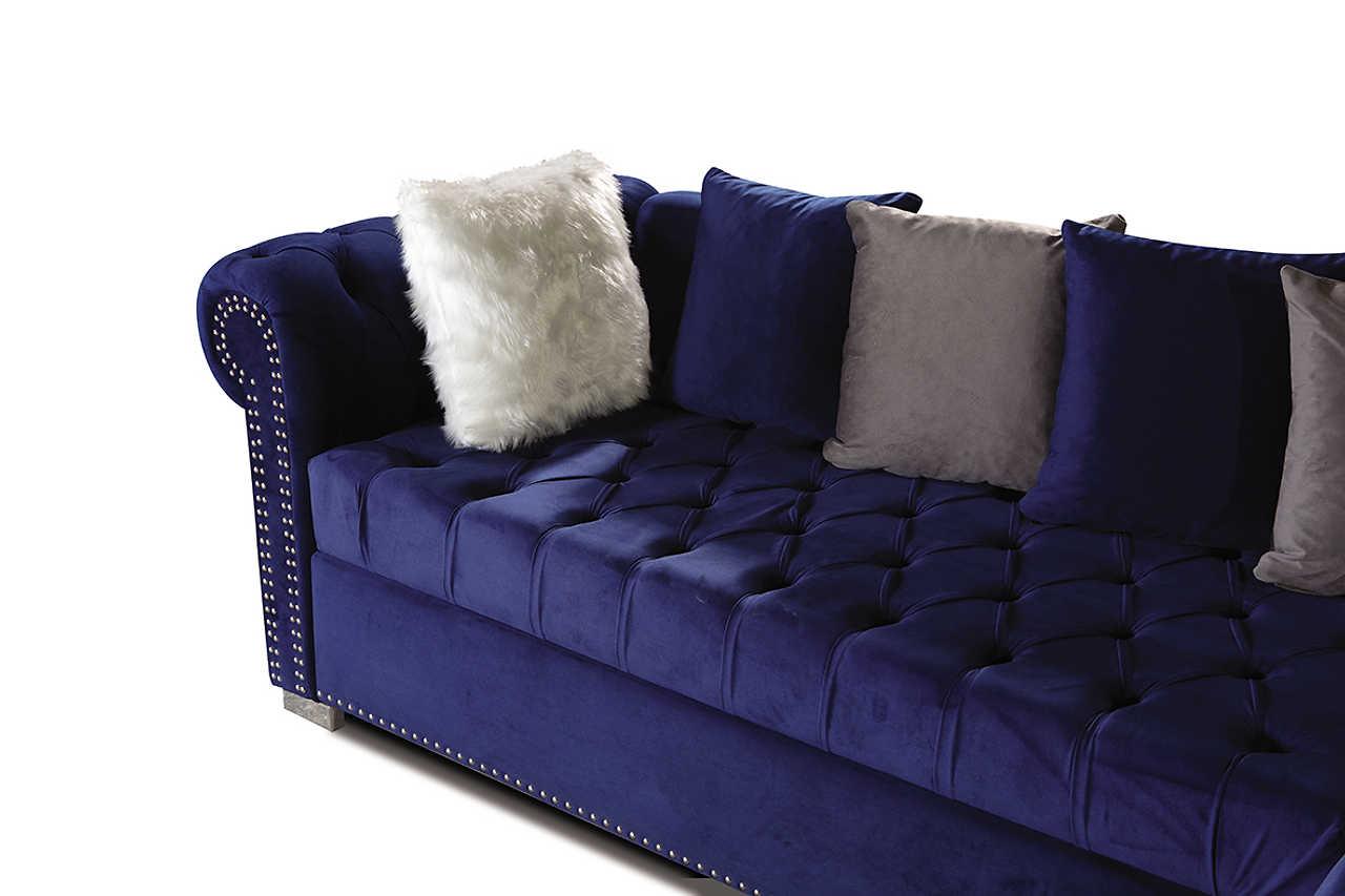 Side view of Milan Blue Sectional sectional sofa