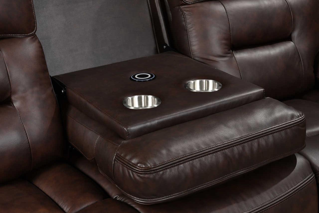 S8232 Dallas (Brown) (2Pcs Reclining Sofa And Loveseat (Leather Match)) - Ella Furniture
