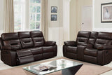 S8232 Dallas (Brown) (2Pcs Reclining Sofa And Loveseat (Leather Match)) - Ella Furniture