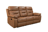 Dallas Camel reclining loveseat showing wireless charger and console