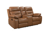 Top angle of Dallas Camel reclining sofa and loveseat set