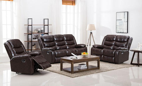 Miami Brown one-arm overstuffed loveseat front angle
