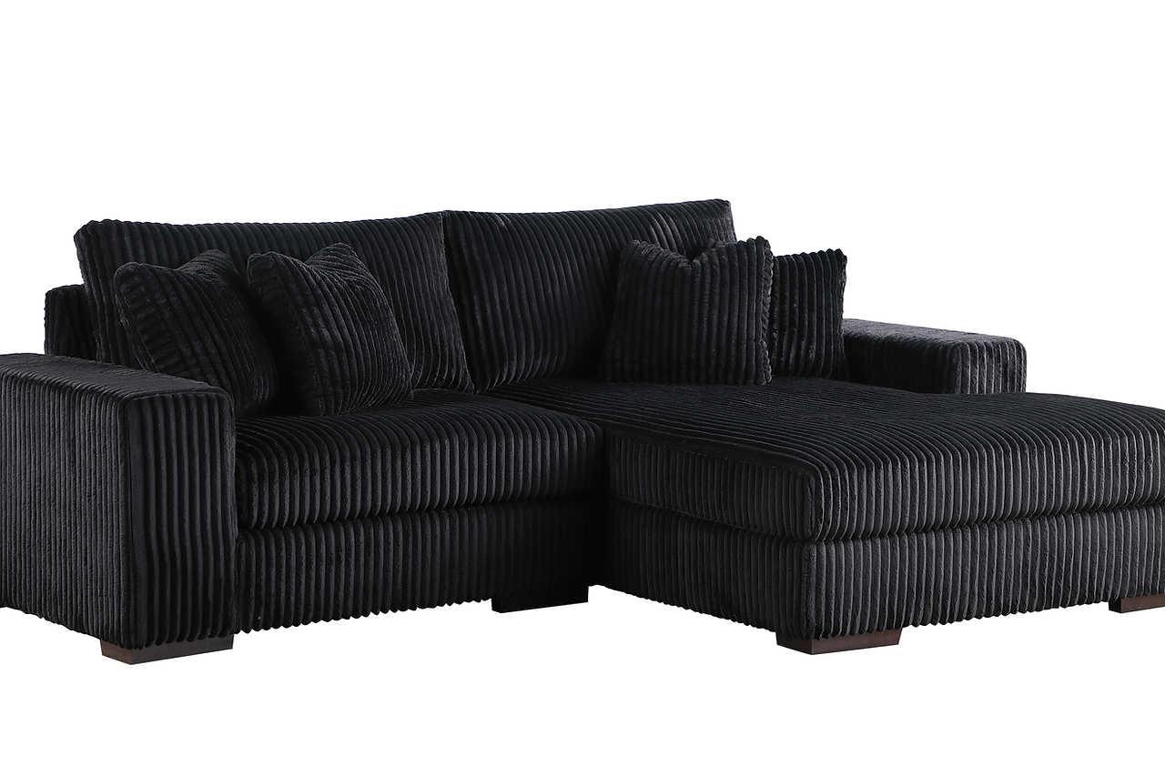 Side view of Comfy Black Sectional sofa