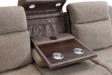 Wilbert Brown reclining loveseat with console and cupholder, front view