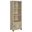 Front view of Sachin 3-Shelf Media Tower in antique pine finish