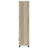 Open cabinet door revealing four storage compartments