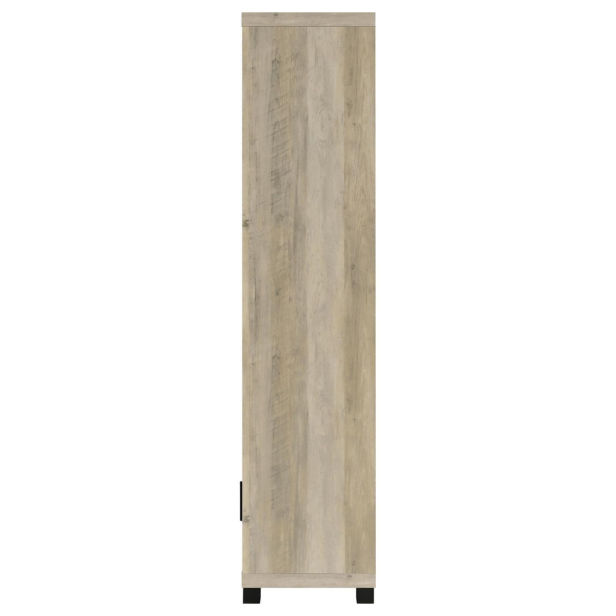 Open cabinet door revealing four storage compartments
