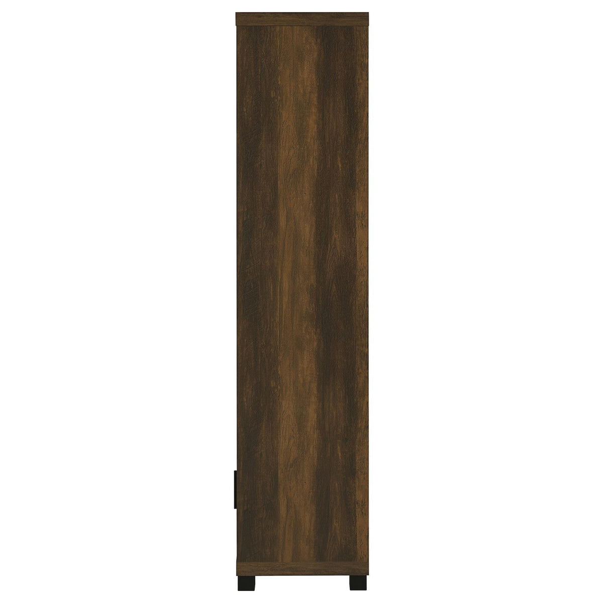 Close up of wood grain finish on Sachin media tower