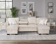 main view of Sahara Beige Double Storage Chaise Sectional w Drop Down Cupholders sectional sofa