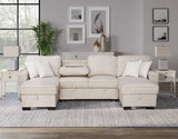 main view of Sahara Beige Double Storage Chaise Sectional w Drop Down Cupholders sectional sofa