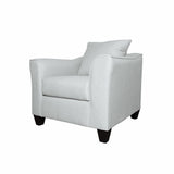 Close-up of rounded track arms on Salizar grey mist chair
