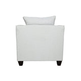 Detail of fabric and plastic feet on Salizar accent chair