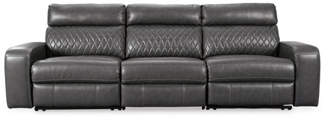 Samperstone Gray Faux Leather 3-Piece Power Reclining Sectional Sofa - image 2