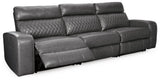 Samperstone Gray Faux Leather 3-Piece Power Reclining Sectional Sofa - image 3