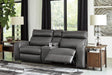 Samperstone Gray Faux Leather 3-Piece Power Reclining Sectional Loveseat - image 1