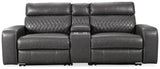 Samperstone Gray Faux Leather 3-Piece Power Reclining Sectional Loveseat - image 3