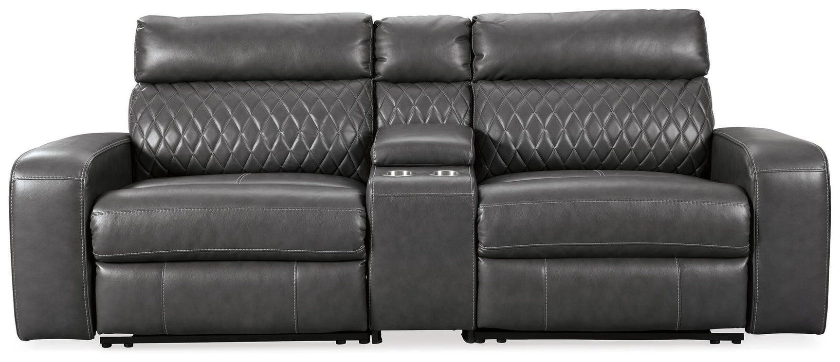 Samperstone Gray Faux Leather 3-Piece Power Reclining Sectional Loveseat - image 3