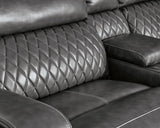 Samperstone Gray Faux Leather 3-Piece Power Reclining Sectional Loveseat - image 6