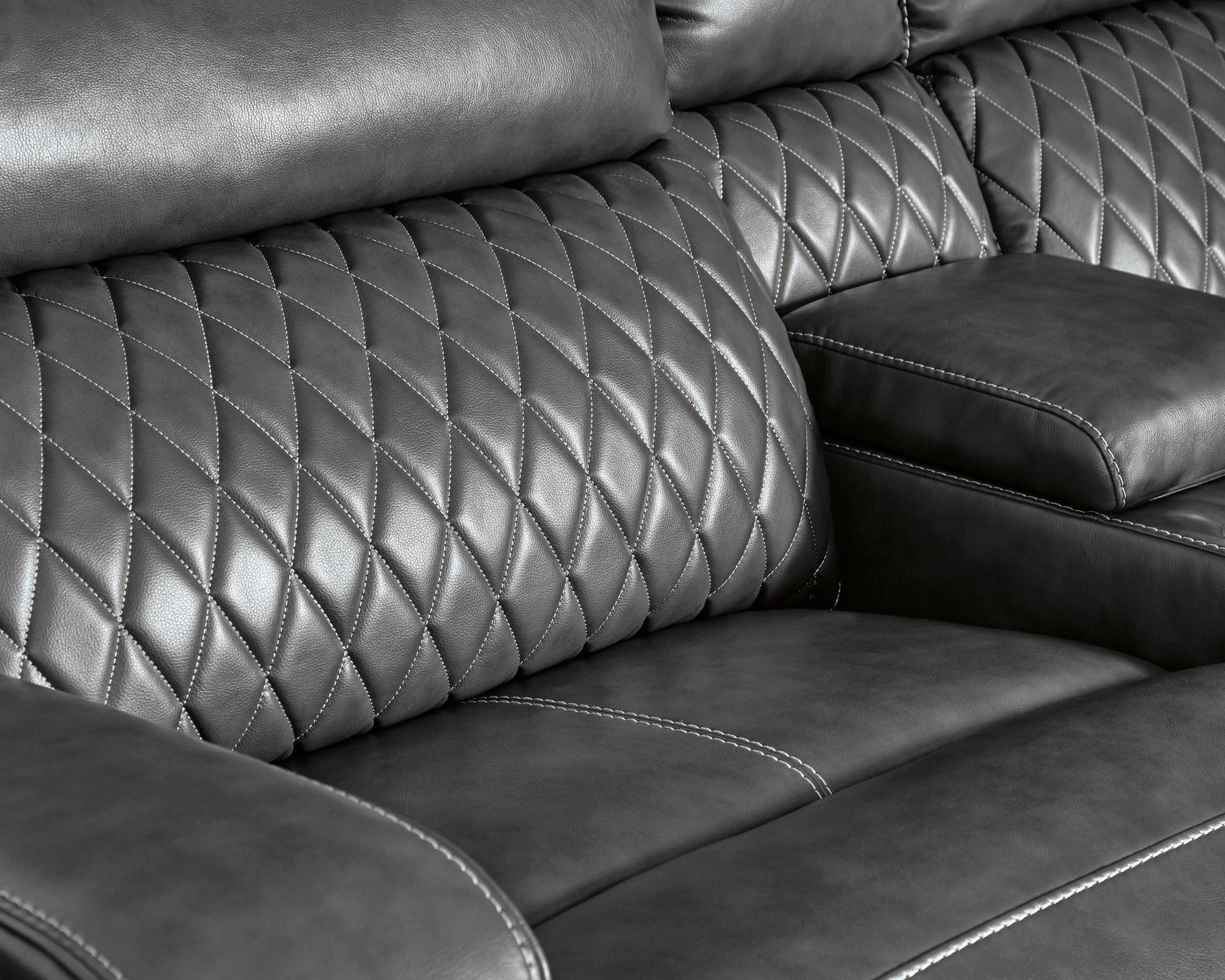 Samperstone Gray Faux Leather 3-Piece Power Reclining Sectional Loveseat - image 6