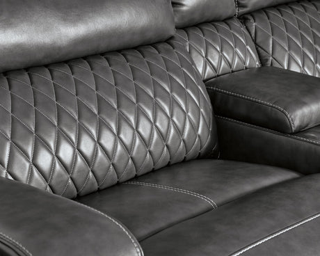 Samperstone Gray Faux Leather 3-Piece Power Reclining Sectional Loveseat - image 6