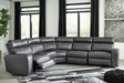Samperstone Gray Faux Leather 5-Piece Power Reclining Sectional - image 1