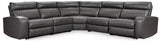 Samperstone Gray Faux Leather 5-Piece Power Reclining Sectional - image 2
