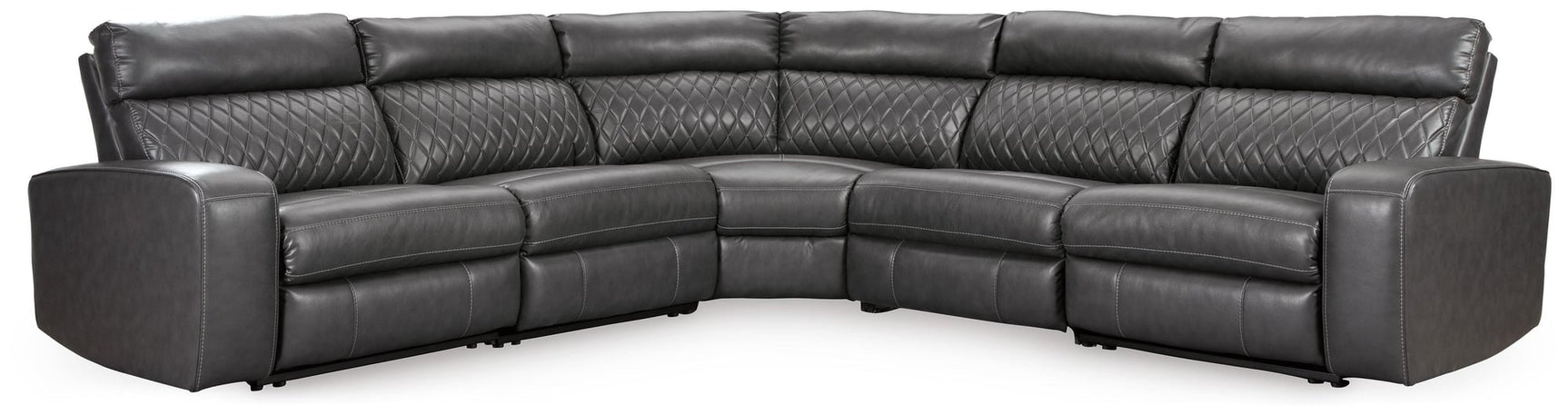 Samperstone Gray Faux Leather 5-Piece Power Reclining Sectional - image 2