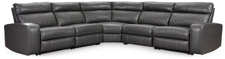Samperstone Gray Faux Leather 5-Piece Power Reclining Sectional - image 2