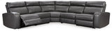 Samperstone Gray Faux Leather 5-Piece Power Reclining Sectional - image 3