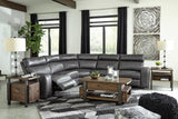 Samperstone Gray Faux Leather 5-Piece Power Reclining Sectional - image 6