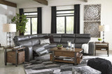 Samperstone Gray Faux Leather 5-Piece Power Reclining Sectional - image 7