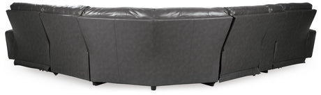 Samperstone Gray Faux Leather 6-Piece Power Reclining Sectional - image 3