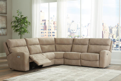 Next-Gen Durapella Sand Microfiber 5-Piece Power Reclining Sectional - image 1
