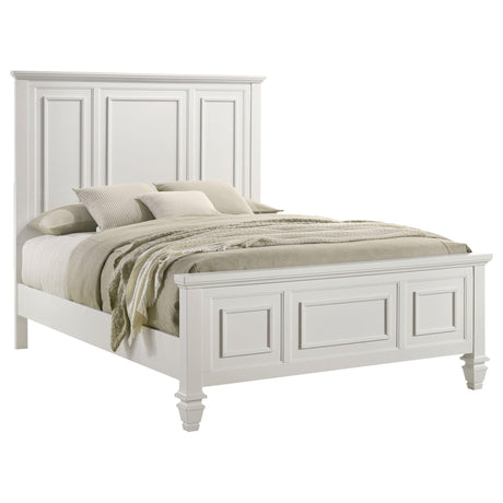 Sandy Beach White High Headboard Panel Bedroom Set bed side view
