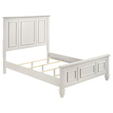 Sandy Beach White High Headboard Panel Bedroom Set bedroom view with bed and dresser
