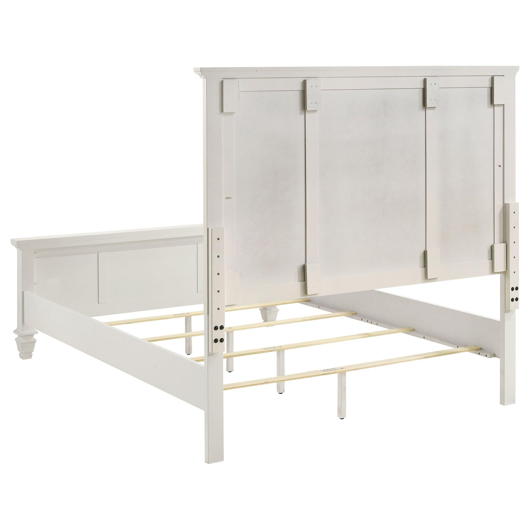 Sandy Beach White High Headboard Panel Bedroom Set bed front view
