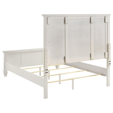Sandy Beach White High Headboard Panel Bedroom Set bed front view