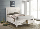 Sandy Beach White Storage Sleigh Bedroom Set side view bed
