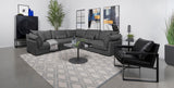 Sasha Barely Black Upholstered Armless Chair view showing seat depth