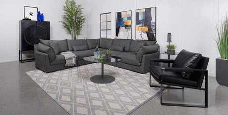 Sasha Barely Black Upholstered Armless Chair view showing seat depth