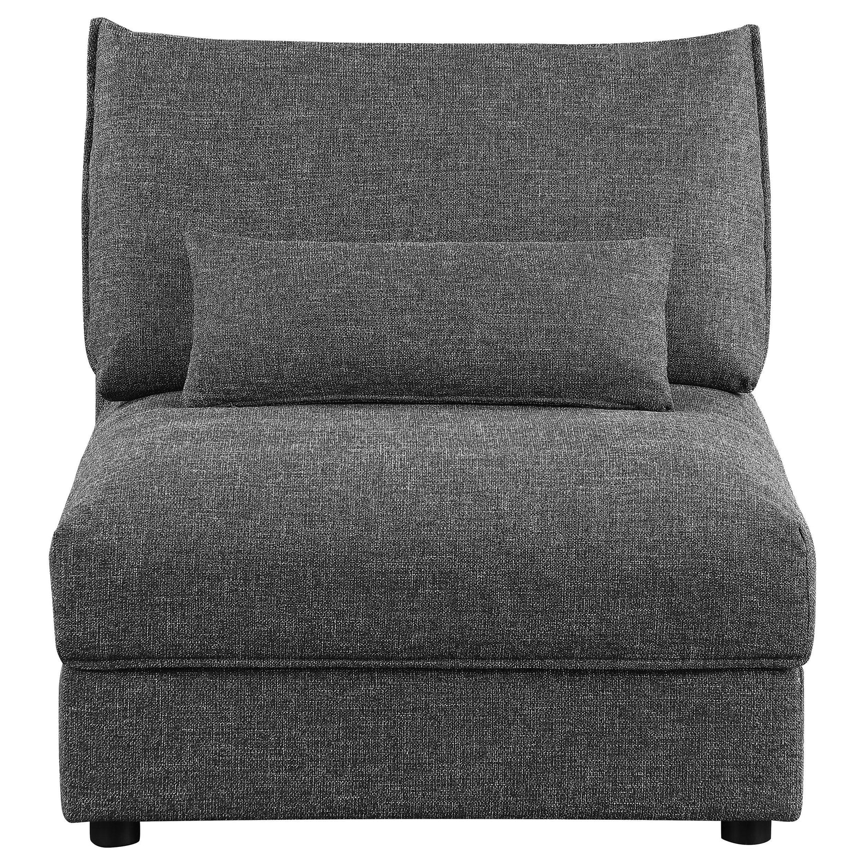 Sasha Barely Black Upholstered Armless Chair angled view