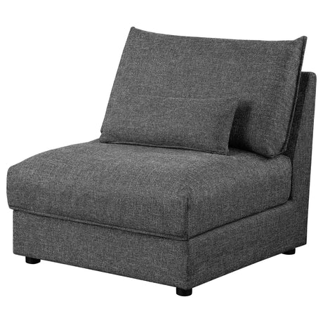 Sasha Barely Black Upholstered Armless Chair seat cushion detail