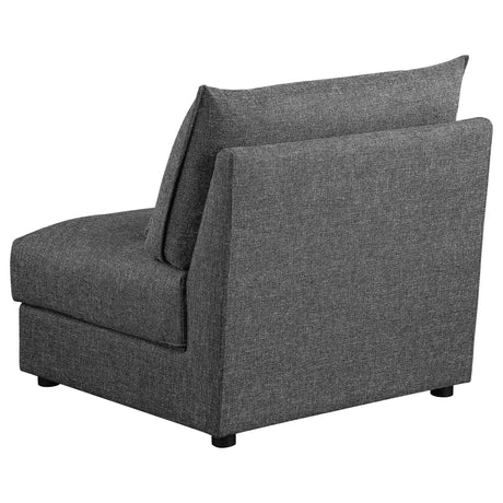 Sasha Barely Black Upholstered Armless Chair fabric closeup